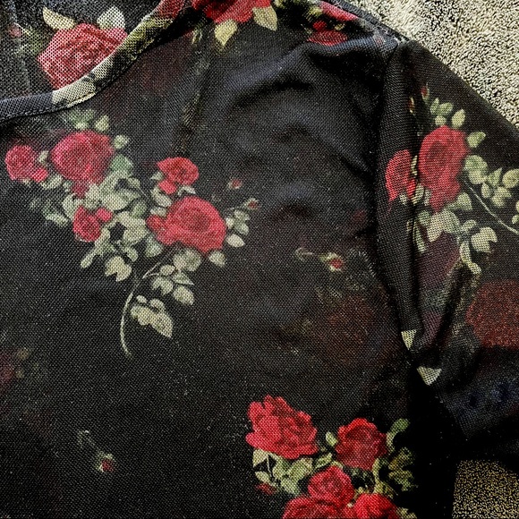 Dynamite | Sheer Mesh Floral Top - Picture 2 of 3
